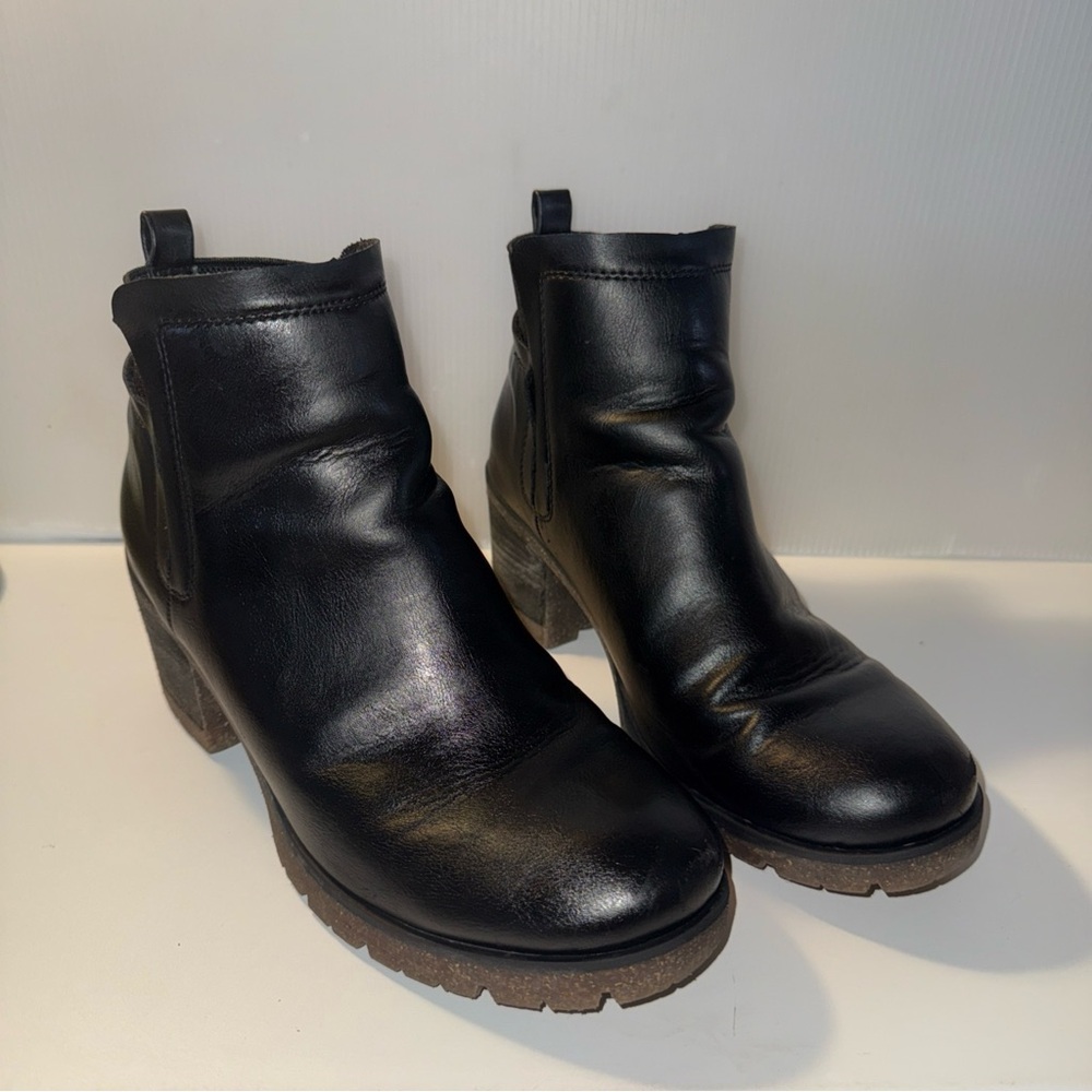 Korks Elsie Black Leather Chelsea Ankle Women’s Block Heel Boots Size:8.5